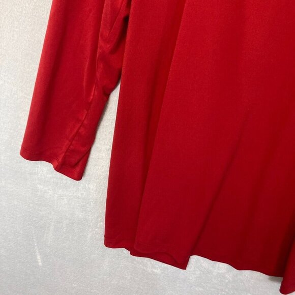 Quacker Factory Slinky Open Front Cardigan Womens 1X Rhinestone Red Long Line XL - Picture 10 of 11